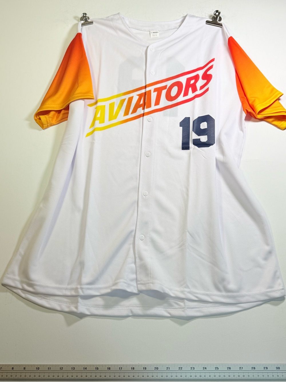 Las Vegas Aviators Adult White Baseball Jersey with Orange Gradient Sleeves SKU